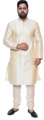 Vasovaya Men Self Design Straight Kurta(Gold)