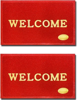 EXOTICE Rubber Door Mat(Red, Medium, Pack of 2)