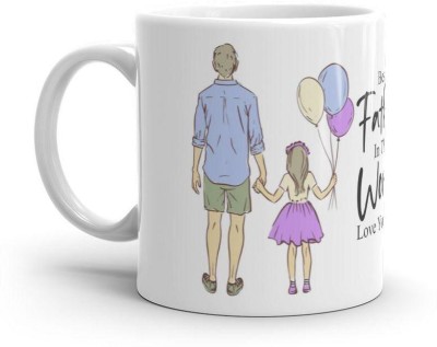 Dezzbee Happy Fathers Day Gift Glossy 330 ml White - Gift For Father Ceramic Coffee Mug(330 ml)