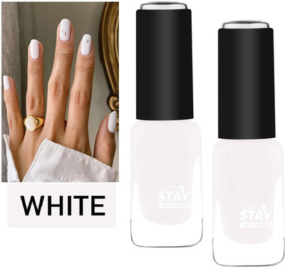 THTC Best Smooth & Perfect Finish Quick-dry Formulated Dull Matte White nail Paint WHITE(Pack of 2)