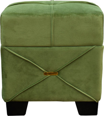 JNCRAFTS Foam Cube Ottoman(Finish Color - MEHENDI GREEN, Pre Assembled)