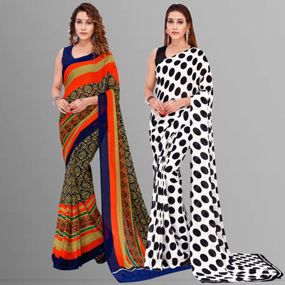 kashvi sarees Printed Bollywood Georgette Saree(Pack of 2, Multicolor)