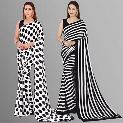 Anand Sarees Printed Bollywood Georgette Saree(Pack of 2, Multicolor)