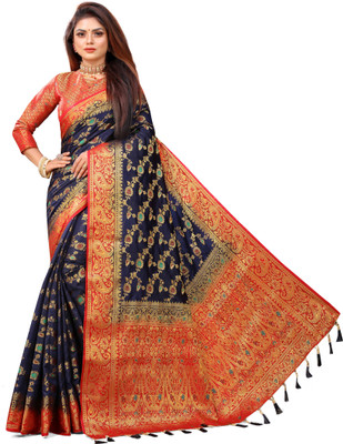 DILSAY Self Design Banarasi Cotton Silk Saree(Multicolor)