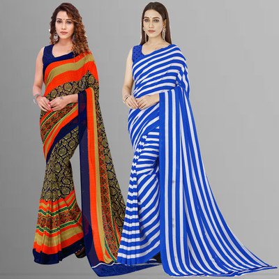 kashvi sarees Printed Bollywood Georgette Saree(Pack of 2, Multicolor)