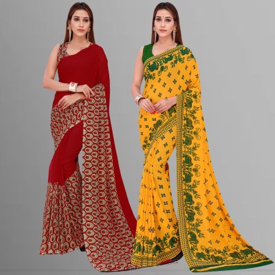 kashvi sarees Printed Bollywood Georgette Saree(Pack of 2, Multicolor)