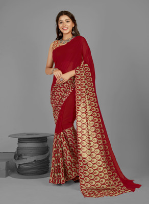 kashvi sarees Printed, Paisley Daily Wear Georgette Saree(Red)