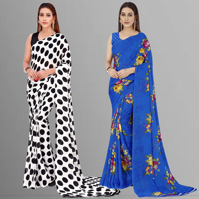 Anand Sarees Printed Bollywood Georgette Saree(Pack of 2, Multicolor)