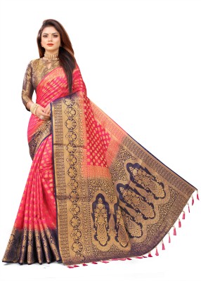 BULLDOZER Woven Banarasi Cotton Silk Saree(Multicolor)