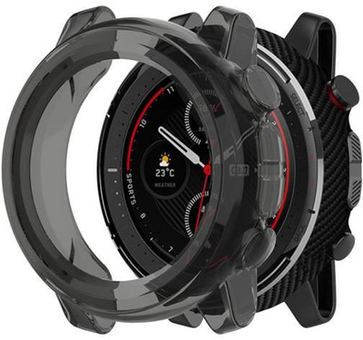 KAZUKI Front and Back Screen Guard for Amazfit Stratos 3 Smart Watch Bumper Case (Black)(Pack of 1)