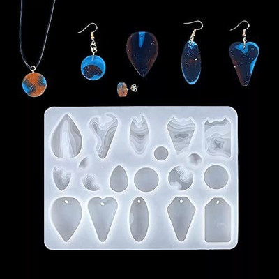RakaEnterprises 19 CAVITY Casting Molds for Epoxy Resin Earring Making Pendent Mold