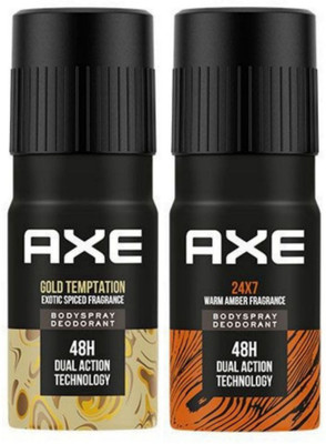 AXE Gold Temptation & 24X7 Deodorant Spray 150ml Pack Of 2 Deodorant Spray  -  For Men & Women(300 ml, Pack of 2)