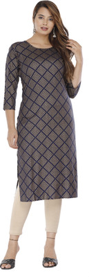 mahadevara creation Women Printed Straight Kurta(Black)
