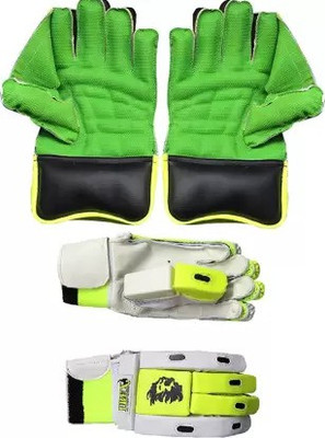 My Sports IBEX Green Wicket Keeping Gloves With Match Batting Gloves (Green) Wicket Keeping Gloves(Green)