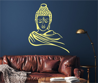 MINIDECOR 136 cm Lord Buddha Silhouette Self Adhesive Sticker(Pack of 1)