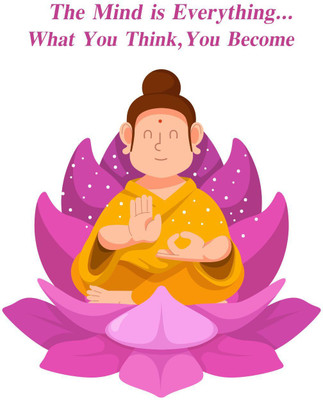 Delight Decor 56 cm Buddha with Lotus Self Adhesive Sticker(Pack of 1)