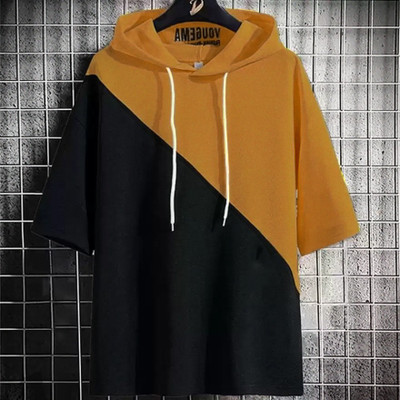 Pytton Colorblock Men Hooded Neck Yellow T-Shirt