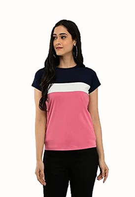 NEYSA Colorblock Women Round Neck Multicolor T-Shirt