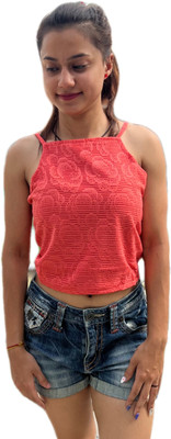 mystify Casual Self Design Women Pink Top