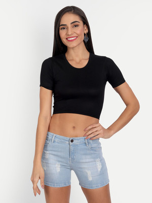 COLOR CAPITAL Casual Solid Women Black Top
