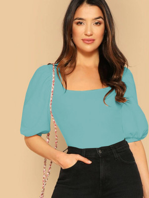 Maheshvi Casual Solid Women Light Green Top