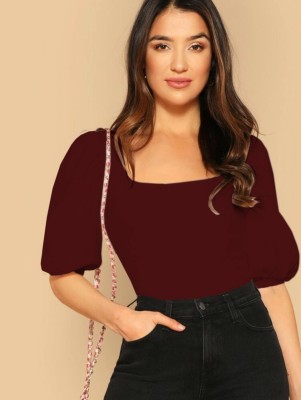 Dream Beauty Fashion Casual Solid Women Maroon Top