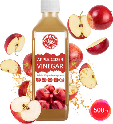 Organic Vision Apple Cider Vinegar with Mother of Vinegar | Raw , Unfiltered , Unpasteurized Vinegar(500 ml)