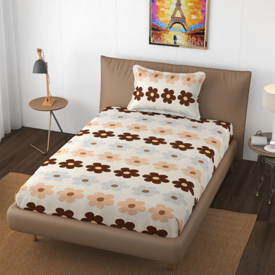 revorg 250 TC Polycotton Single Geometric Flat Bedsheet(Pack of 1, Brown)