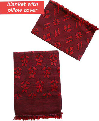 Nissi Floral Single Top Sheet for  AC Room(Polyester, Red)