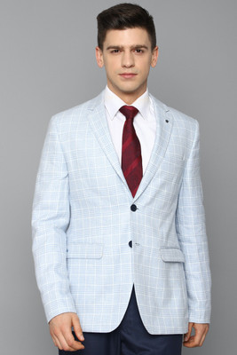 LOUIS PHILIPPE Checkered Single Breasted Formal Men Blazer(Blue)