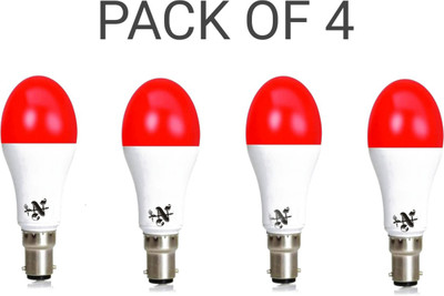 NEW INDIA LIGHTING 9 W Basic Standard B22 LED Bulb(Red, Pack of 4)