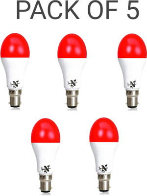 NEW INDIA LIGHTING 9 W Basic Standard B22 LED Bulb(Red, Pack of 5)