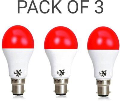 NEW INDIA LIGHTING 9 W Basic Standard B22 LED Bulb(Red, Pack of 3)