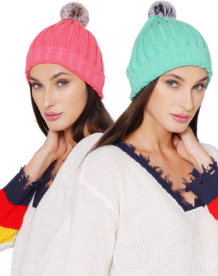 VR Designers Solid Beanie Cap(Pack of 2)
