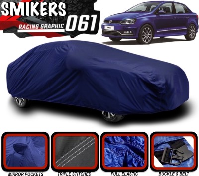 SMIKERS Car Cover For Volkswagen Ameo (With Mirror Pockets)(Blue)