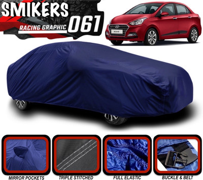 SMIKERS Car Cover For Hyundai Xcent (With Mirror Pockets)(Blue)