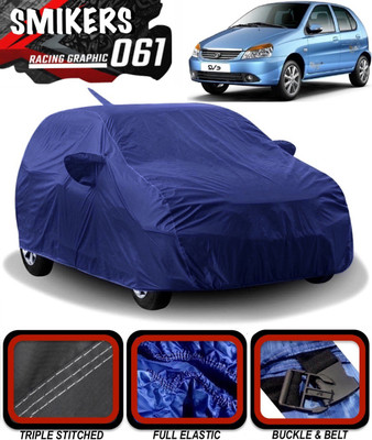 SMIKERS Car Cover For Tata Indica V2 (With Mirror Pockets)(Blue)