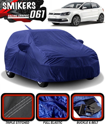 SMIKERS Car Cover For Volkswagen Polo 1.2L (With Mirror Pockets)(Blue)