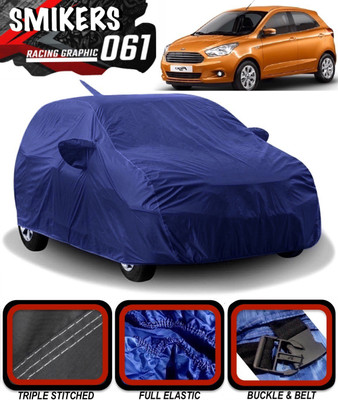 SMIKERS Car Cover For Ford Figo (With Mirror Pockets)(Blue)