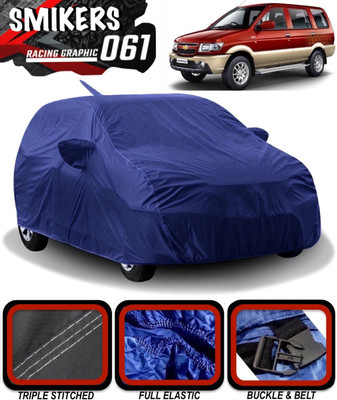 SMIKERS Car Cover For Chevrolet Tavera (With Mirror Pockets)(Blue)