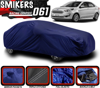 SMIKERS Car Cover For Ford Aspire (With Mirror Pockets)(Blue)