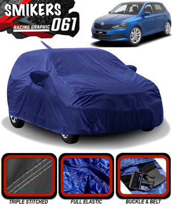 SMIKERS Car Cover For Skoda Fabia (With Mirror Pockets)(Blue)