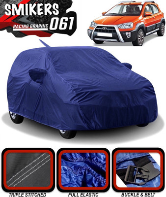 SMIKERS Car Cover For Toyota Etios Cross (With Mirror Pockets)(Blue)