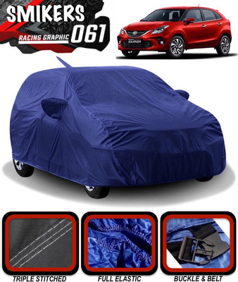 SMIKERS Car Cover For Toyota Glanza V (With Mirror Pockets)(Blue)