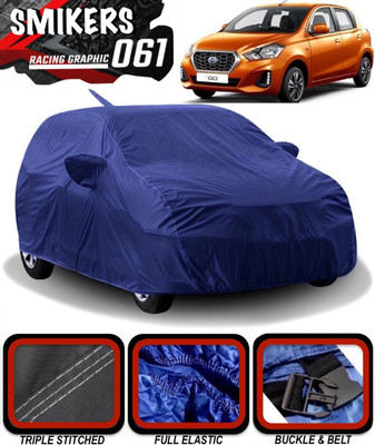 SMIKERS Car Cover For Datsun Go (With Mirror Pockets)(Blue)
