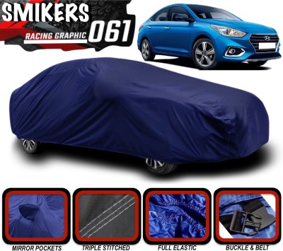 SMIKERS Car Cover For Hyundai Verna 1.4 CRDi (With Mirror Pockets)(Blue)