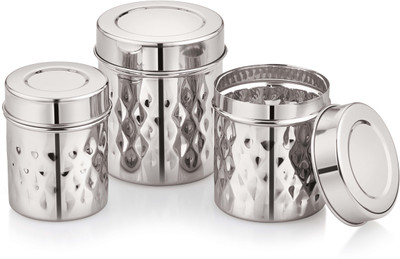 MUKTI STEEL Steel Utility Container  - 1350 ml(Pack of 3, Silver)