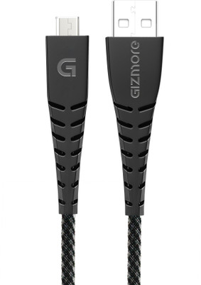 Gizmore Micro USB Cable 2.4 A 1 m Giz WM115(Compatible with Mobile, Tablet, Computer, Black, One Cable)