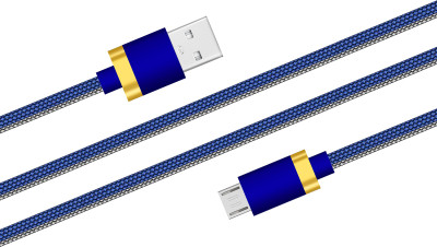 FITUP USB Type C Cable 2 A 1 m Type B Micro USB Cables For Fast Charging & Data Sync 3.0 Amp Nylon Braided(Compatible with Type C All Smart Phones Devices, Blue Type B, One Cable)