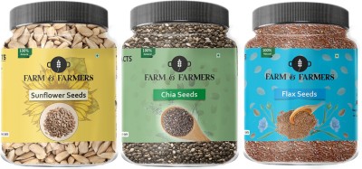 Farm & Farmers Raw Flax,Chia and Sunflower Seeds Combo- 75GM Each|For Weight Loss Chia Seeds, Brown Flax Seeds, Sunflower Seeds(225 g, Pack of 3)